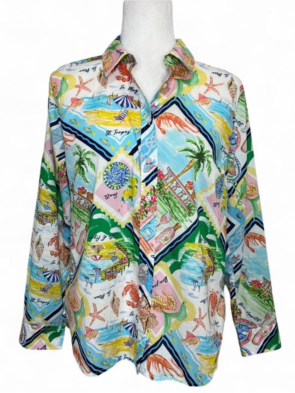 Talbots Multicolor Tropical Print Button-Up Shirt